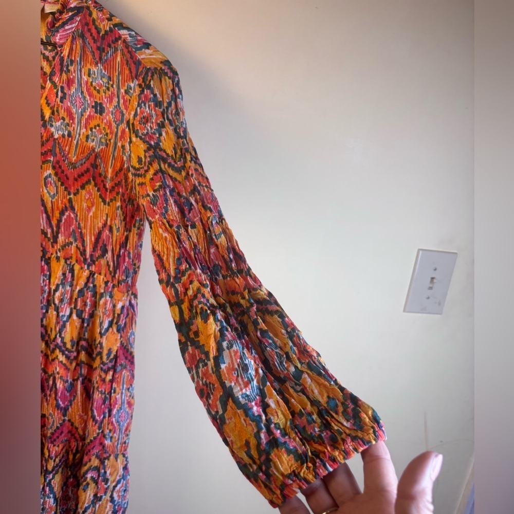 Anthropologie Maeve Tamarind Tiered Maxi Dress Orange/Multicolor Ikat Size XS - Picture 5 of 5